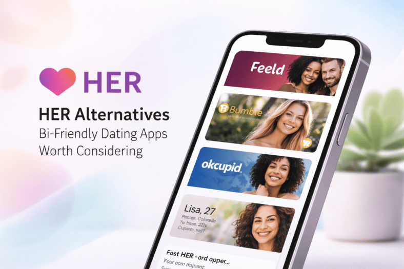 HER dating app interface shown on a smartphone