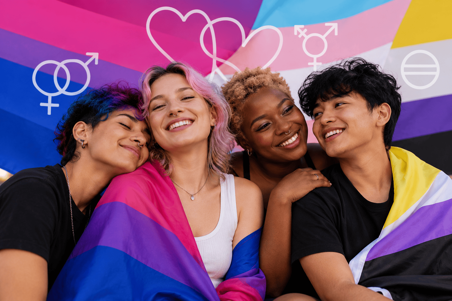 Bisexual, trans and non-binary people together in an inclusive community setting